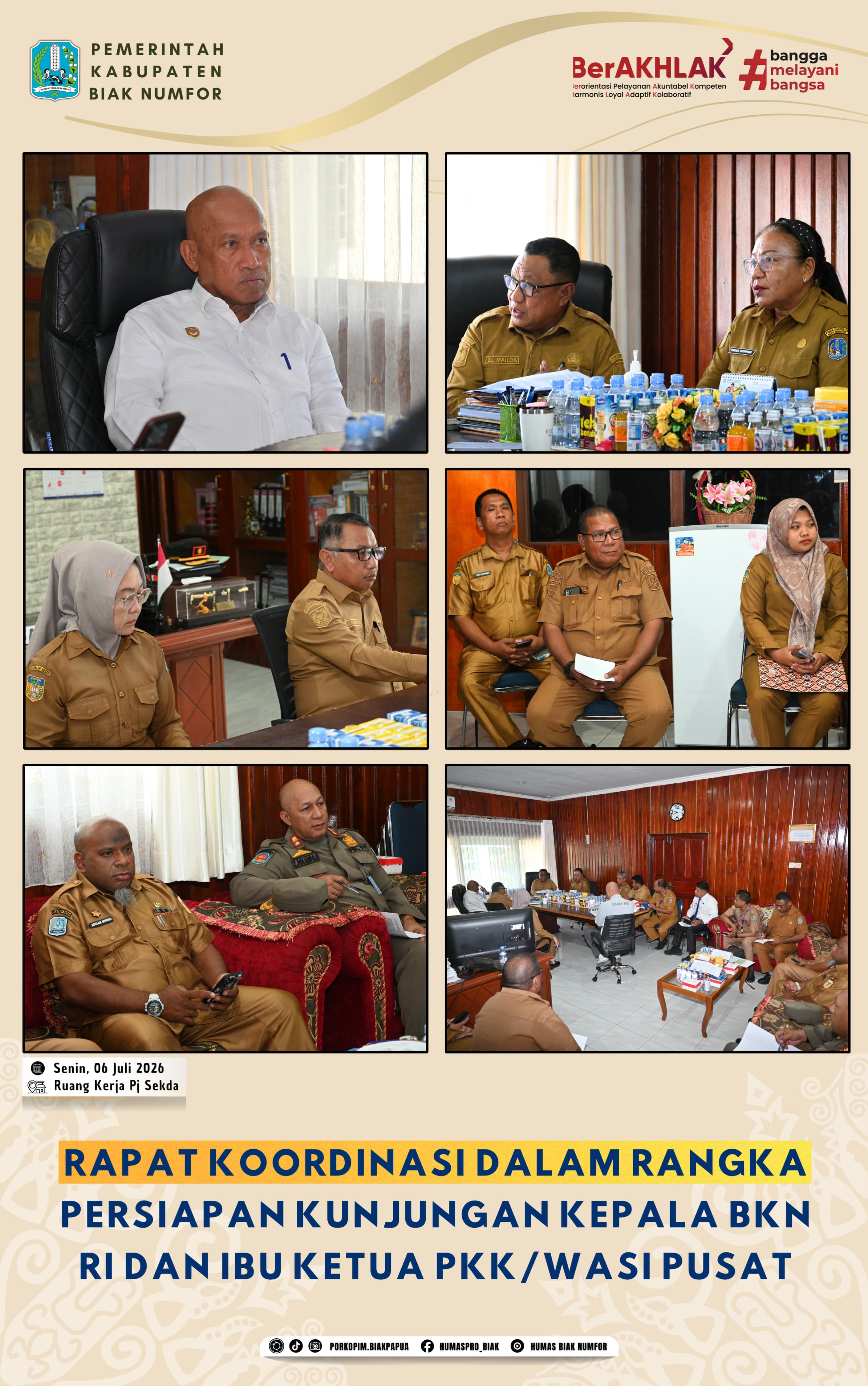 KA. BKPSDM MENGIKUTI RAPAT KOORDINASI PERSIAPAN KUNJUNGAN KA. BKN RI & IBU KETUA PKK/ WASI PUSAT